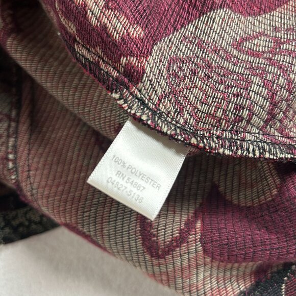 Christopher & Banks Jacquard Floral Tapestry Zip Front Jacket Large Burgundy New - Picture 4 of 8